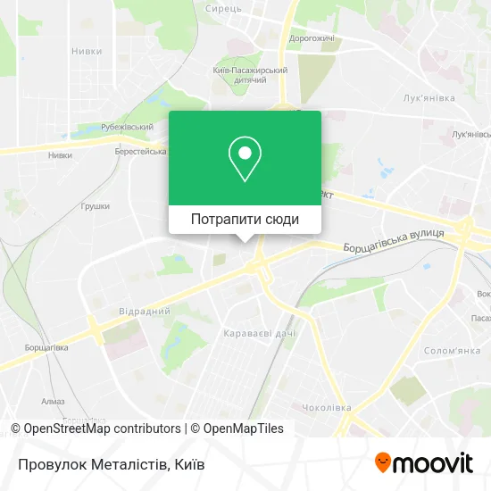 Карта Провулок Металістів