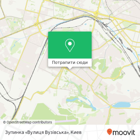 Карта Зупинка «Вулиця Вузівська»
