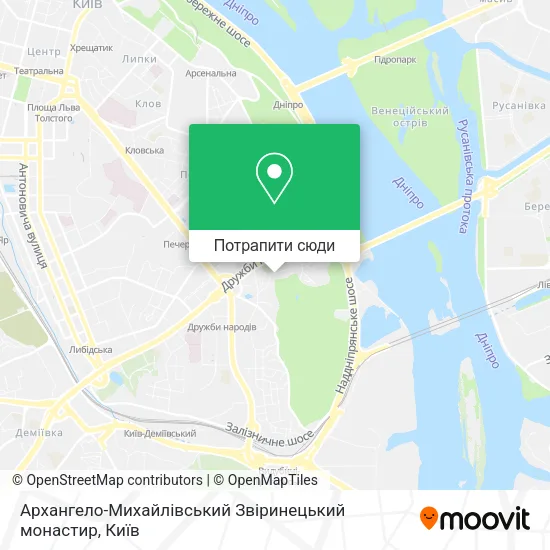 Карта Архангело-Михайлівський Звіринецький монастир