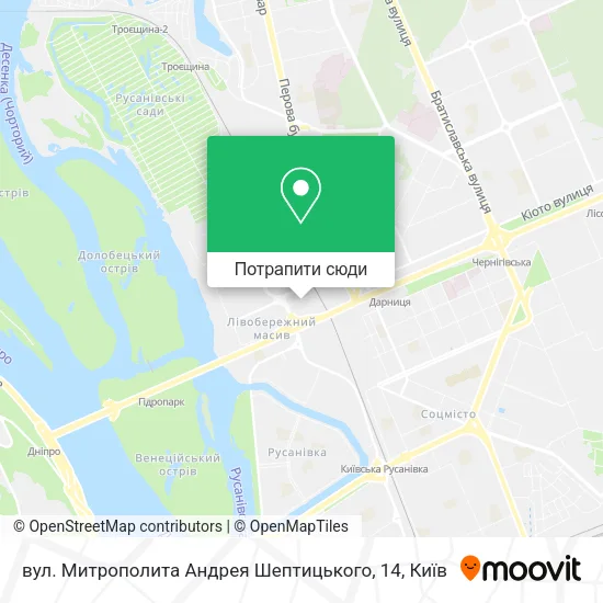 Карта вул. Митрополита Андрея Шептицького, 14