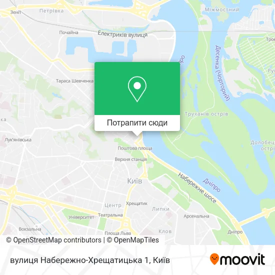 Карта вулиця Набережно-Хрещатицька 1
