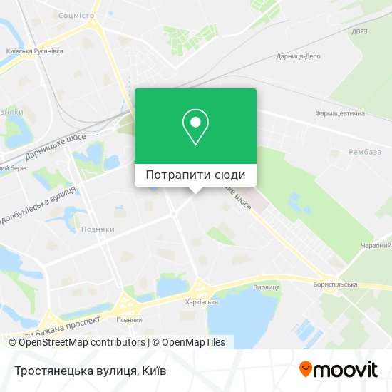 Карта Тростянецька вулиця