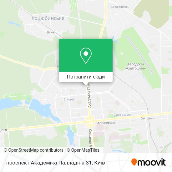 Карта проспект Академіка Палладіна 31