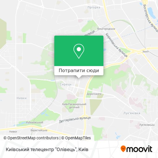 Карта Київський телецентр "Олівець"