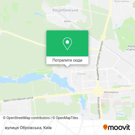 Карта вулиця Обухівська