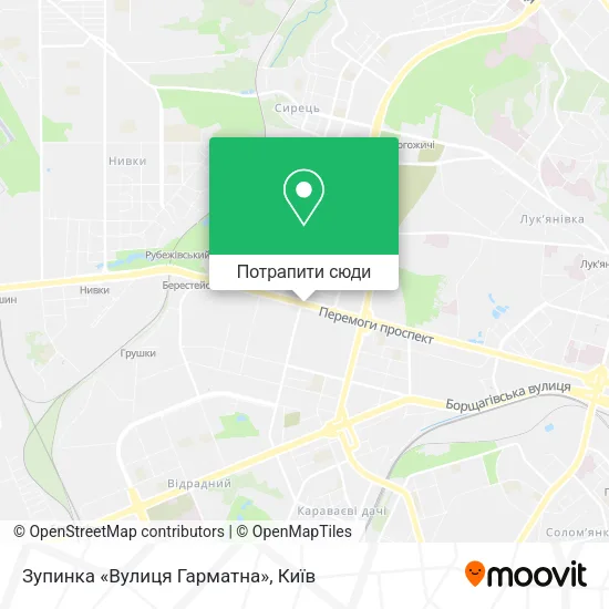 Карта Зупинка «Вулиця Гарматна»