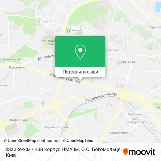 Карта Фізико-хімічний корпус НМУ ім. О.О. Богомольця