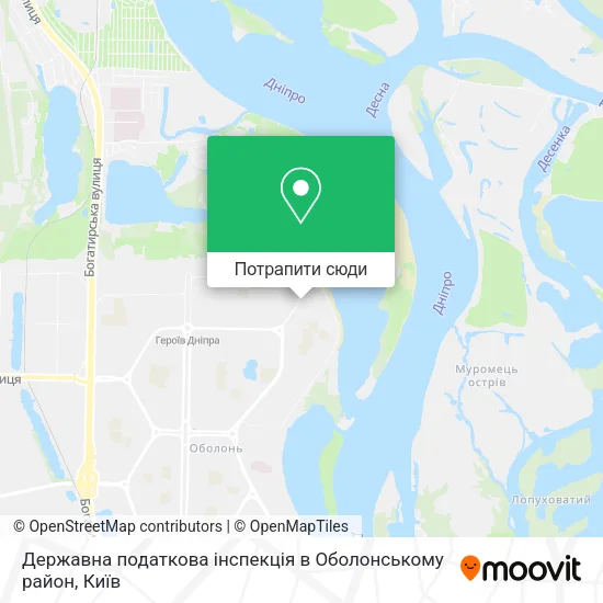 Карта Державна податкова інспекція в Оболонському район