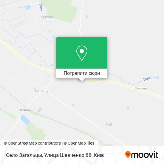 Карта Село Загальцы, Улица Шевченко 88
