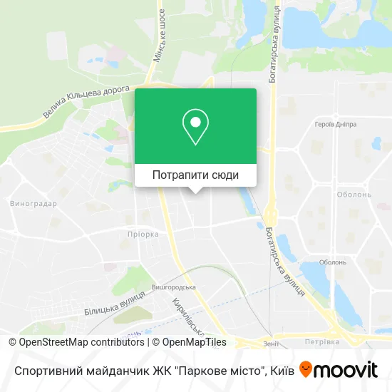 Карта Спортивний майданчик ЖК "Паркове місто"