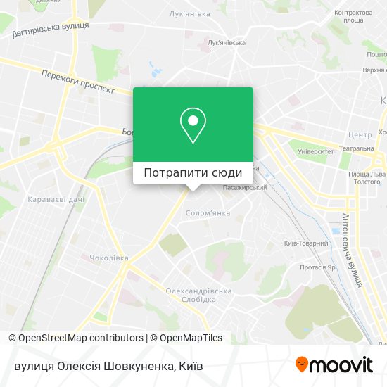 Карта вулиця Олексія Шовкуненка