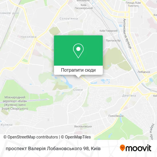 Карта проспект Валерія Лобановського 98
