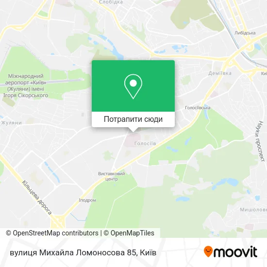 Карта вулиця Михайла Ломоносова 85