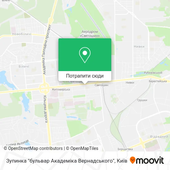 Карта Зупинка "бульвар Академіка Вернадського"