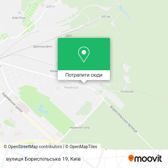 Карта вулиця Бориспільська 19