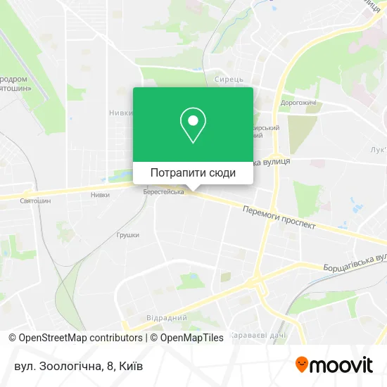 Карта вул. Зоологічна, 8