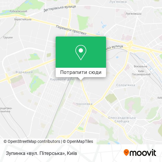 Карта Зупинка «вул. Пітерська»