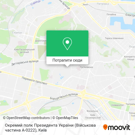 Карта Окремий полк Президента України (Військова частина А-0222)