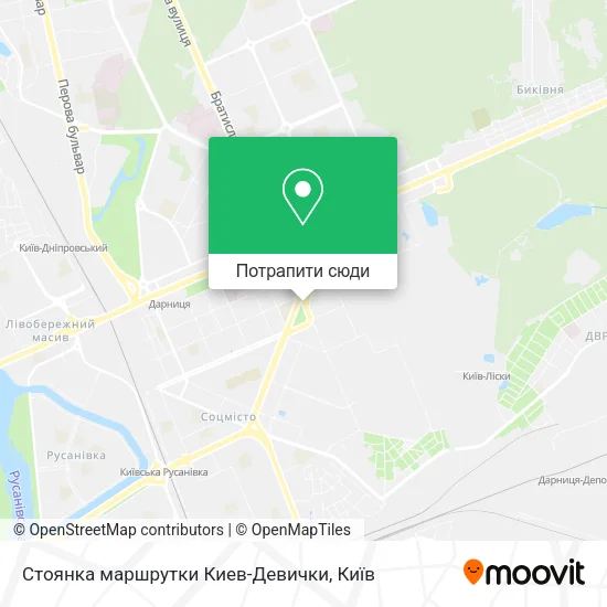 Карта Стоянка маршрутки Киев-Девички