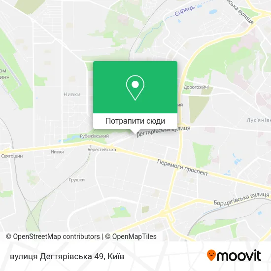 Карта вулиця Дегтярівська 49