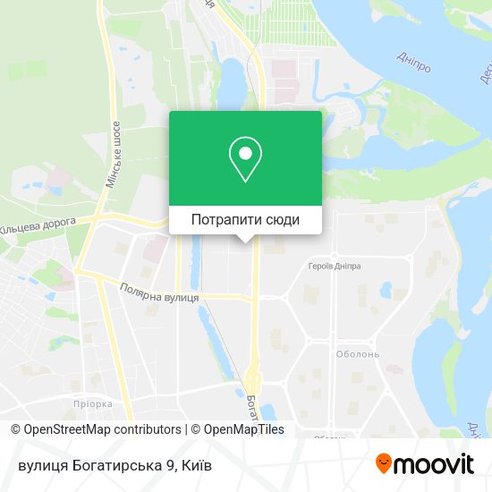 Карта вулиця Богатирська 9
