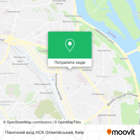Карта Північний вхід НСК Олімпійський