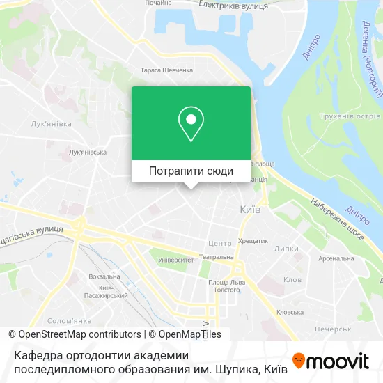 Карта Кафедра ортодонтии академии последипломного образования им. Шупика