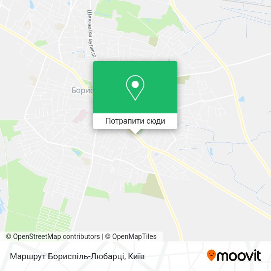 Карта Маршрут Бориспіль-Любарці