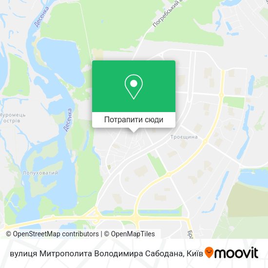 Карта вулиця Митрополита Володимира Сабодана