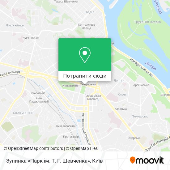 Карта Зупинка «Парк ім. Т. Г. Шевченка»