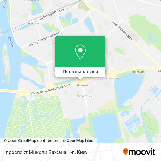 Карта проспект Миколи Бажана 1-п