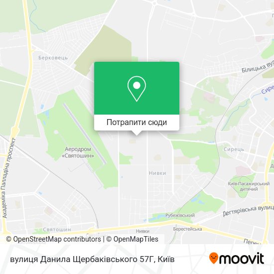 Карта вулиця Данила Щербаківського 57Г