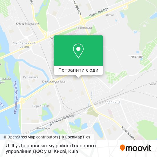 Карта ДПІ у Дніпровському районі Головного управління ДФС у м. Києві