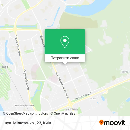 Карта вул. Мілютенка , 23