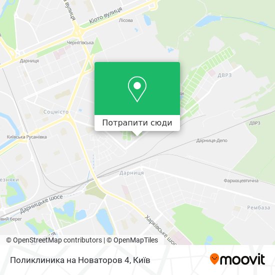 Карта Поликлиника на Новаторов 4