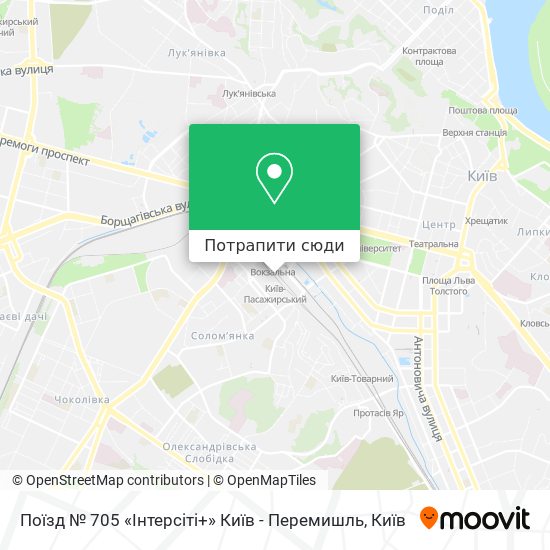 Карта Поїзд № 705 «Інтерсіті+» Київ - Перемишль