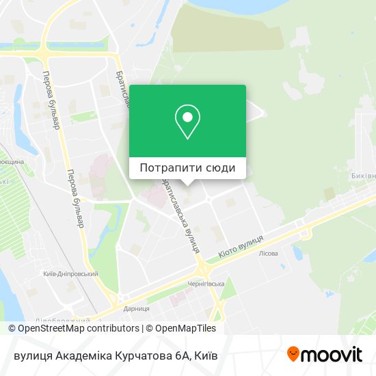 Карта вулиця Академіка Курчатова 6А