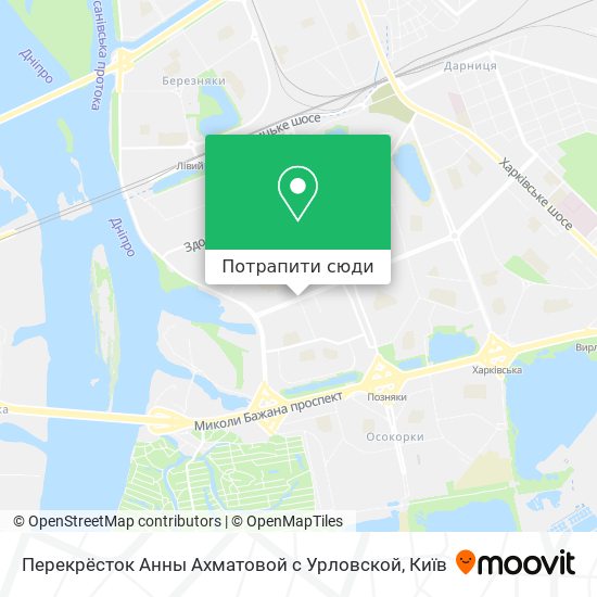 Карта Перекрёсток Анны Ахматовой с Урловской