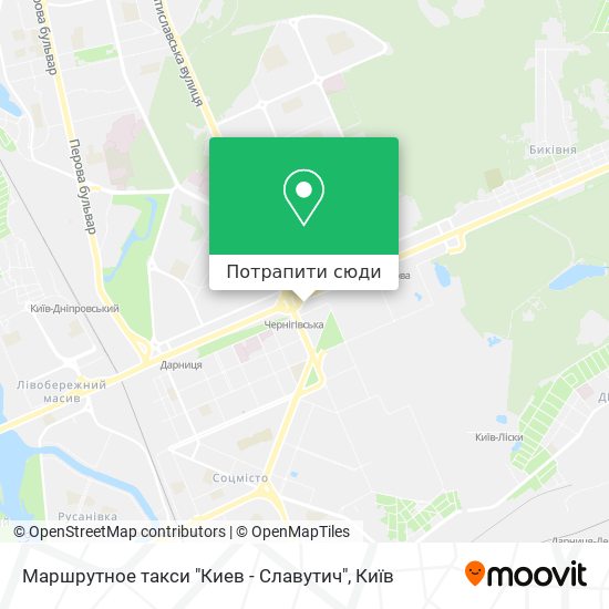 Карта Маршрутное такси "Киев - Славутич"