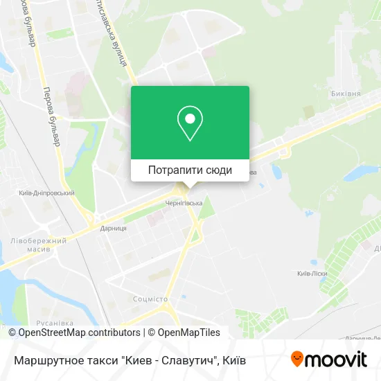 Карта Маршрутное такси "Киев - Славутич"
