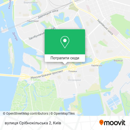 Карта вулиця Срібнокільська 2
