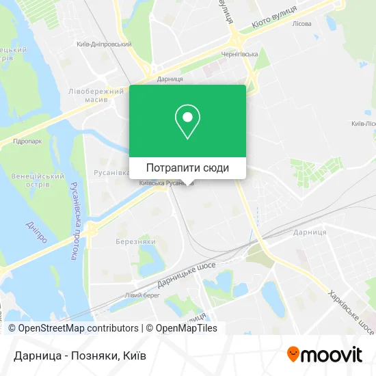 Карта Дарница - Позняки