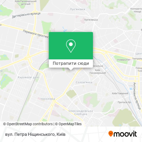 Карта вул. Петра Ніщинського