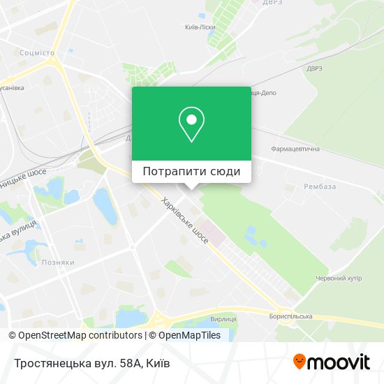 Карта Тростянецька вул. 58А