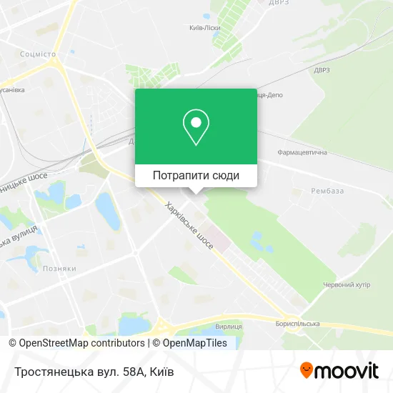 Карта Тростянецька вул. 58А