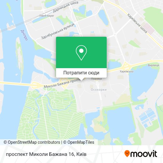Карта проспект Миколи Бажана 16