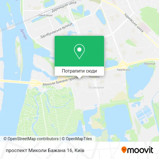 Карта проспект Миколи Бажана 16