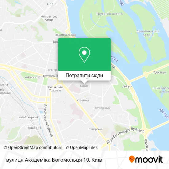 Карта вулиця Академіка Богомольця 10