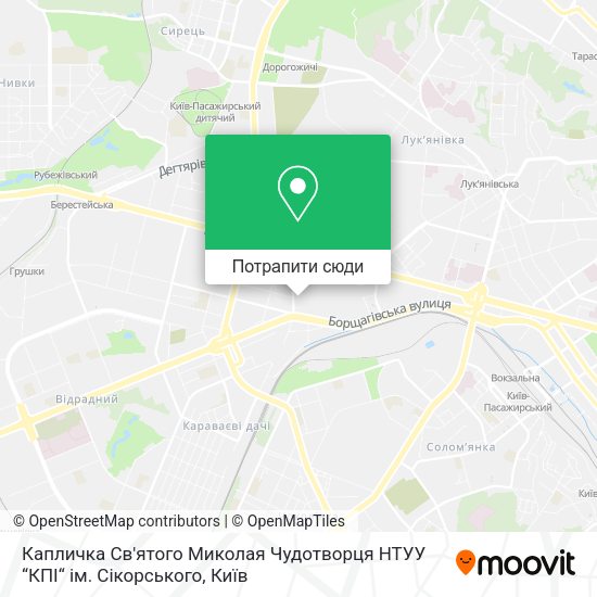 Карта Капличка Св'ятого Миколая Чудотворця НТУУ “КПІ“ ім. Сікорського