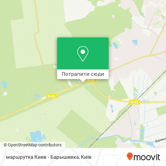 Карта маршрутка Киев - Барышевка